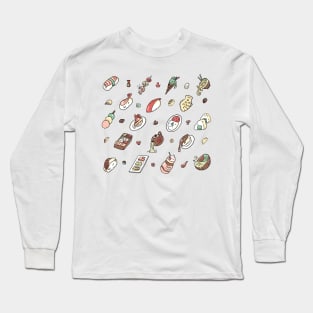 Japanese Food and Snacks Pattern Long Sleeve T-Shirt